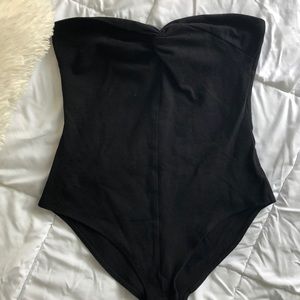 Black strapless bodysuit